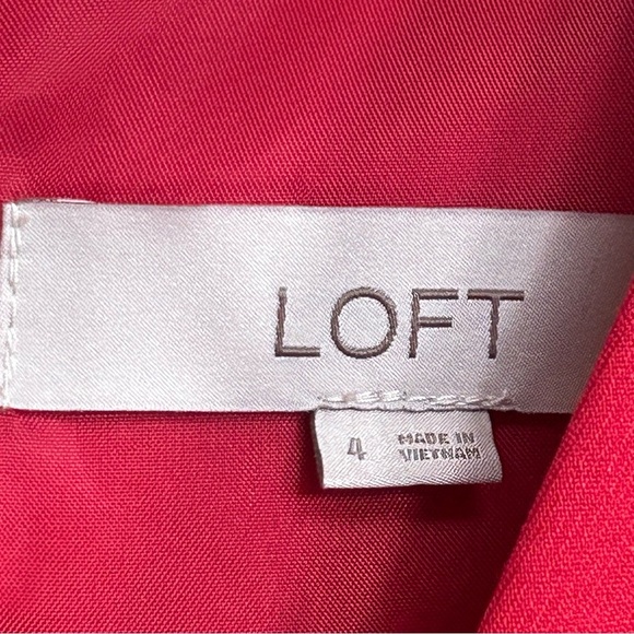 Ann Taylor LOFT Apple Red Sleeveless Button-Front V-Neck Dress Women’s Size 4 - Picture 5 of 7